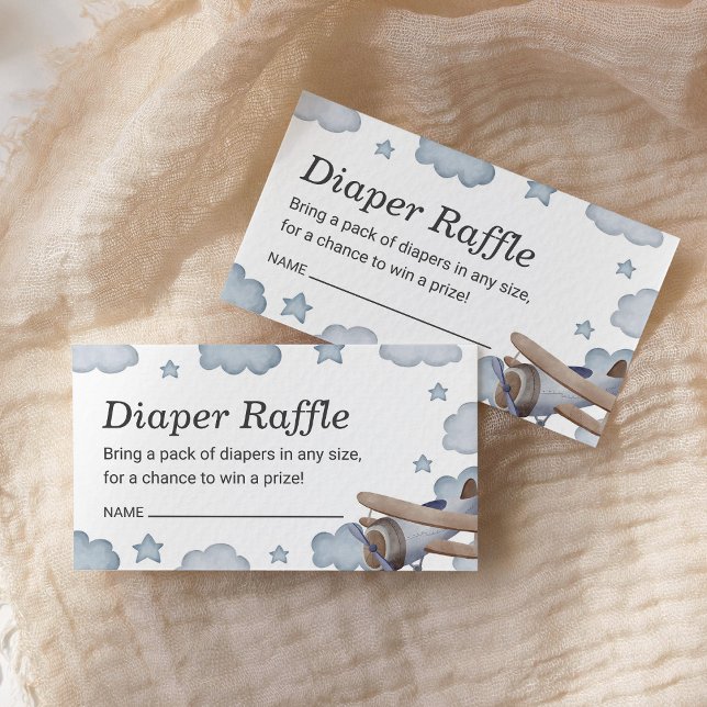 Blue Vintag Airplane Diaper Raffle Baby Dusche Begleitkarte (Von Creator hochgeladen)