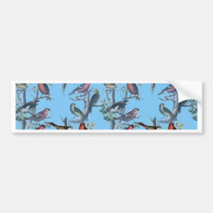 Blue Vintag Art Birds Muster Accessoires LeahG Autoaufkleber