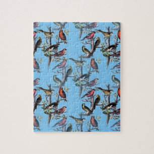 Blue Vintag Art Birds Muster Accessoires LeahG Puzzle