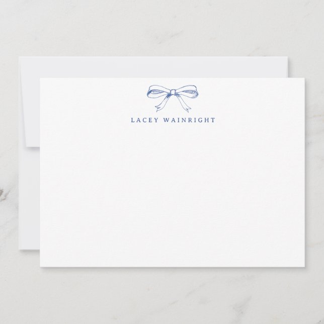 Blue Vintag Bow Personalisiert Stationery Mitteilungskarte (Vorderseite)
