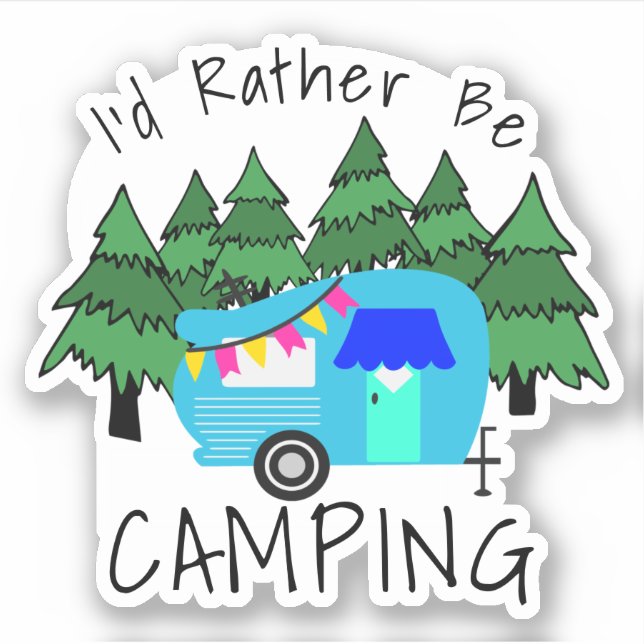 Blue Vintag Camper Sticker (Vorderseite)