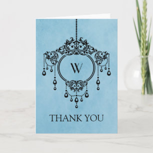 Blue Vintag Chandelier Danke Card