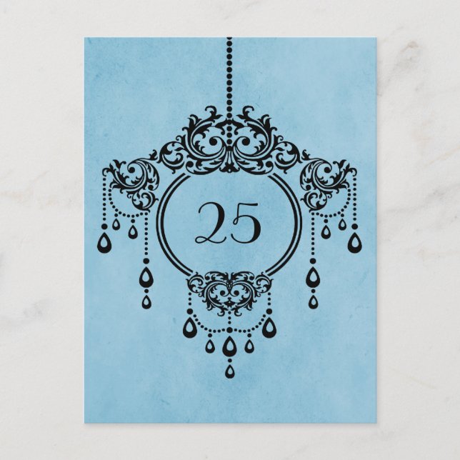 Blue Vintag Chandelier Tischnummer Postcard (Vorderseite)
