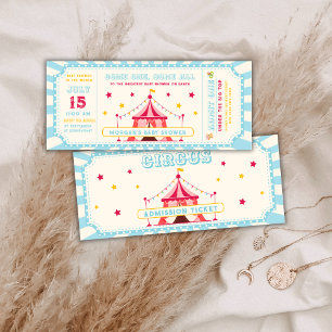 Blue Vintag Circus Ticket Carnival Baby Dusche Einladung