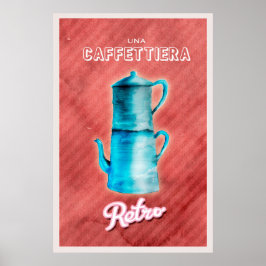 Blue Vintag Coffee Pot Poster