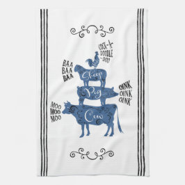 Blue Vintag Country Farm Geschirrtuch