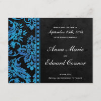 Blue Vintag Damask Lace Save the Date