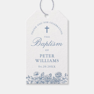 Blue Vintag Floral Cross Taufe Vielen Dank Geschenkanhänger