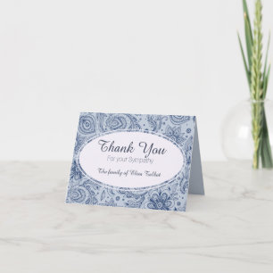 Blue Vintag Floral Pattern 2 Beileid Vielen Dank Dankeskarte