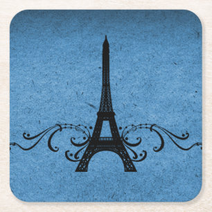 Blue Vintag French Blühen Paper Untersetzer