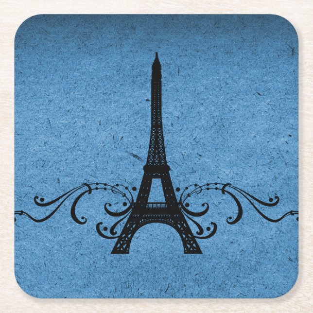 Blue Vintag French Blühen Paper Untersetzer (Vorderseite)