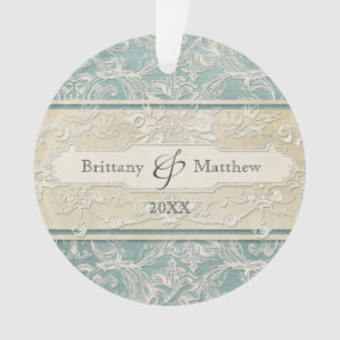 Blue Vintag French Regency Lace Etched Wedding Ornament