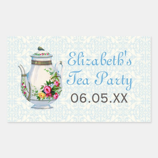Blue Vintag French Tee Gastgeschenk Stickers (Vorderseite)