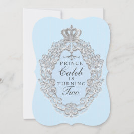 Blue Vintag Mairytale Prince Party Einladung