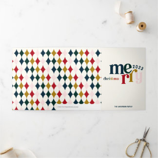 Blue Vintag Merry Christmas Multiphoto Dreifach Gefaltete Urlaubskarte