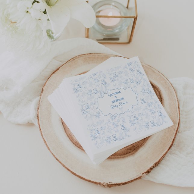 Blue Vintag Minimal Boy Baby Dusche Serviette (Von Creator hochgeladen)