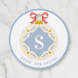 Blue Vintag Monogram Christmas Ornament Favor Tag Geschenkanhänger