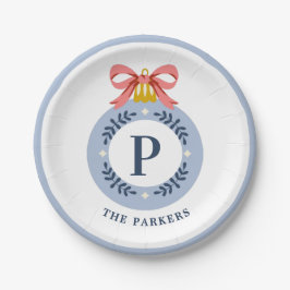Blue Vintag Monogram Christmas Ornament Pappteller