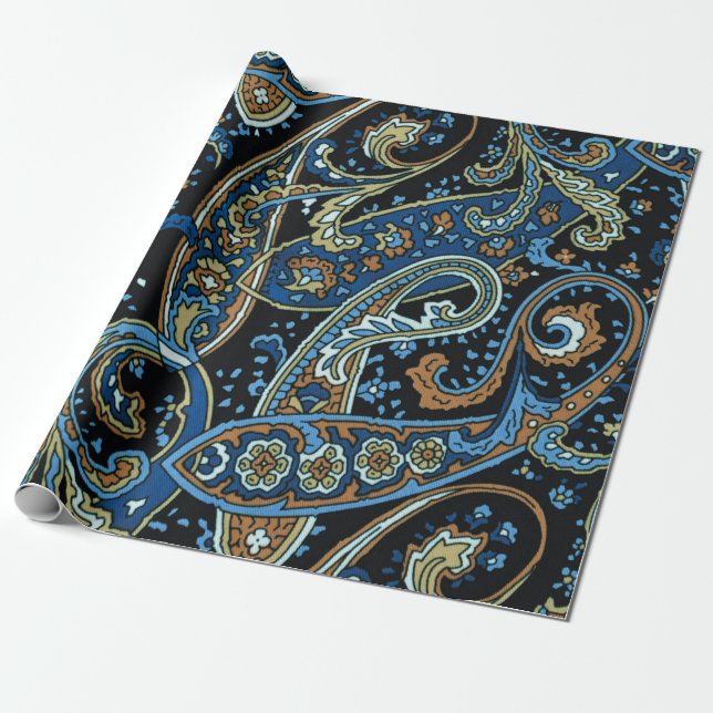 Blue Vintag Paisley Pattern Geschenkpapier (Ungerollt)