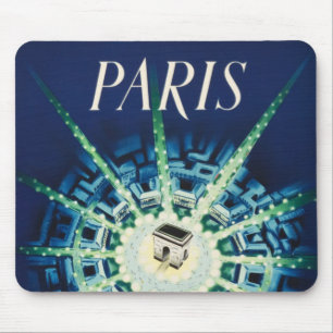 Blue Vintag Paris City French Air Travel Mousepad