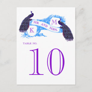Blue Vintag Peacock Wedding Tischnummer 8806CE