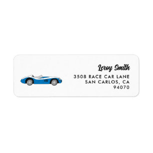 Blue Vintag Race Car Rücksendeadresse