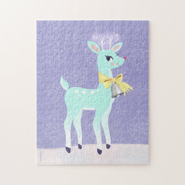 Blue Vintag Reindeer Lavender Puzzle (Vertikal)