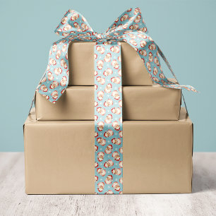 Blue Vintag Retro Santa Claus Weihnachten Satinband