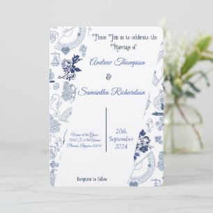 Blue Vintag Romance Hochzeitseinladungen