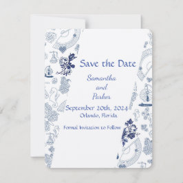 Blue Vintag Romance RSVP Card Save The Date