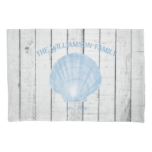 Blue Vintag Scallop Muschel Pillow Case Kissenbezug