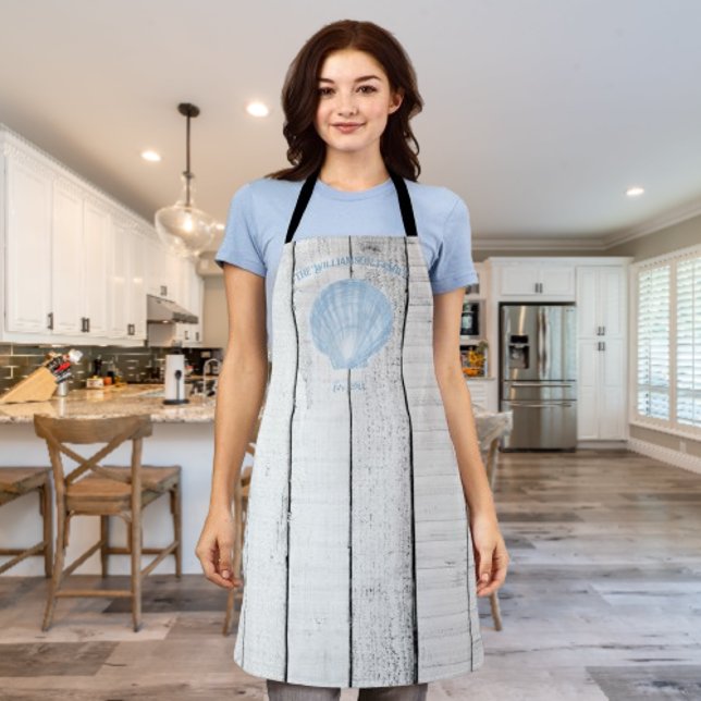 Blue Vintag Scallop Muschel Schürze (Blue Vintage Scallop Shell Personalized Apron)