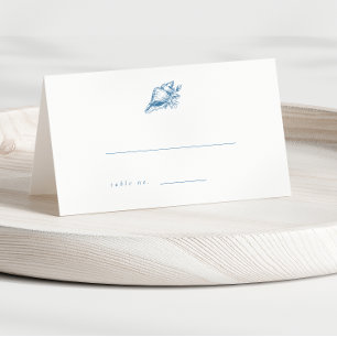 Blue Vintag Seashell Wedding Escort Cards Platzkarte