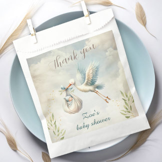 Blue Vintag Stork Boy Baby Dusche Geschenktütchen