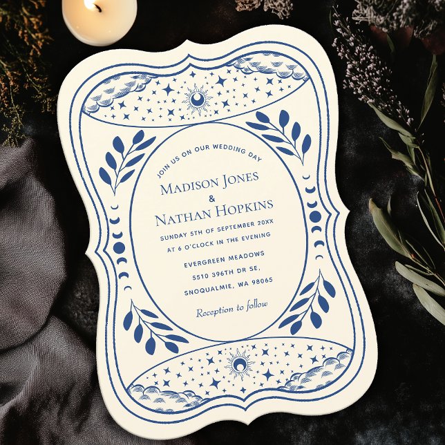 Blue Vintag Tarot Card Gothic Wedding Einladung (Von Creator hochgeladen)