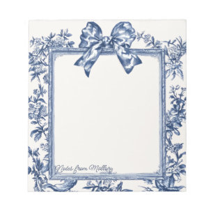 Blue Vintag Toile De Jouy Gerahmt Notizblock