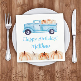 Blue Vintag Truck Pumpkin Boy Geburtstagsparty Serviette