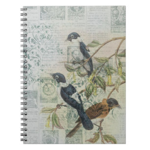 Blue Vintag Viktorianisch Birds Notebook   elegant Notizblock