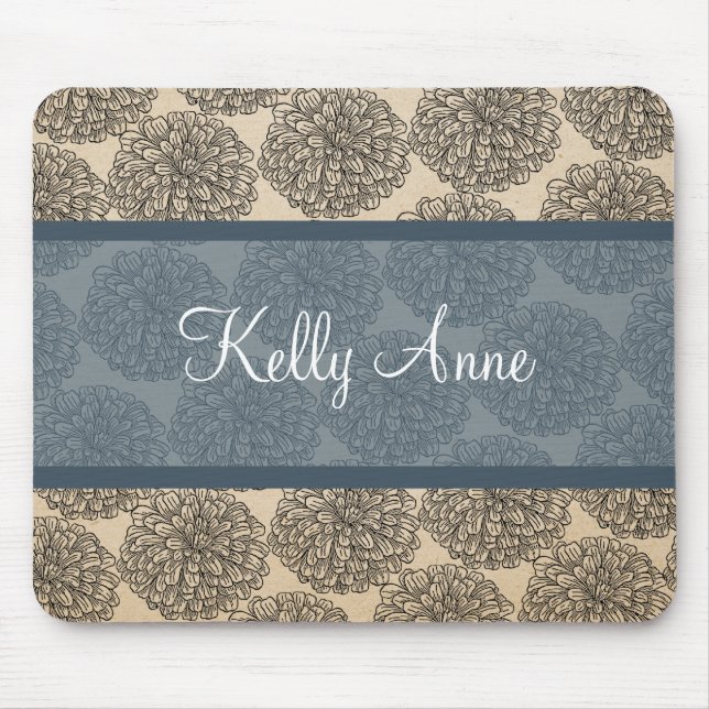 Blue Vintag Zinnia Mousepad (Vorne)