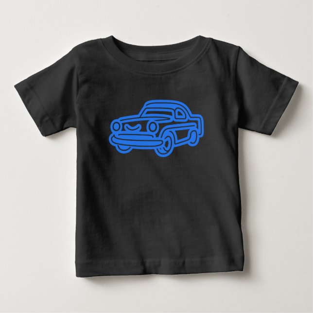 Blue Vintage Car Illustration Baby T-shirt (Vorderseite)