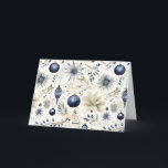 Blue Vintage Christmas Florals Feiertagskarte<br><div class="desc">Blue Vintage Weihnachten Florals Weihnachtskarte,  die Sie mit Ihrer eigenen Nachricht für den Urlaub anpassen können.</div>