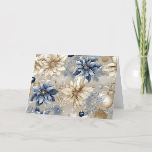 Blue Vintage Christmas Florals Feiertagskarte
