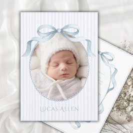 Blue Vintage Elegant Baby Boy Birth Announcement Einladung