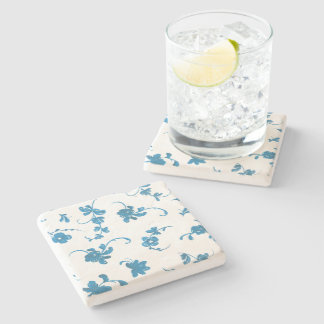 Blue Vintage Elegant Floral Steinuntersetzer