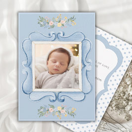 Blue Vintage Frame Whimsical Baby Ankündigung