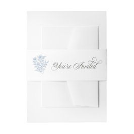 Blue Vintage French Calligraphy Your Invited Einladungsbanderole