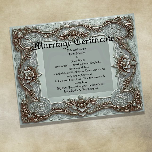Blue Vintage Marriage Certificate Poster (Von Creator hochgeladen)