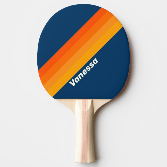 Blue Vintage Striping with Name Tischtennis Schläger (Vorderseite)