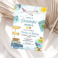 Blue Vintage Travel Onederful World 1. Geburtstag
