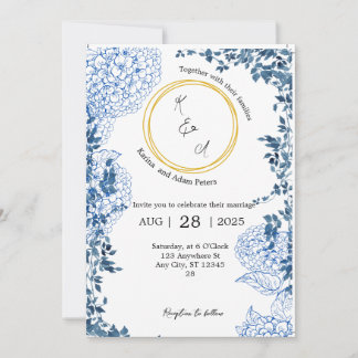 Blue Vintage Wedding Einladung | Einfach und elega